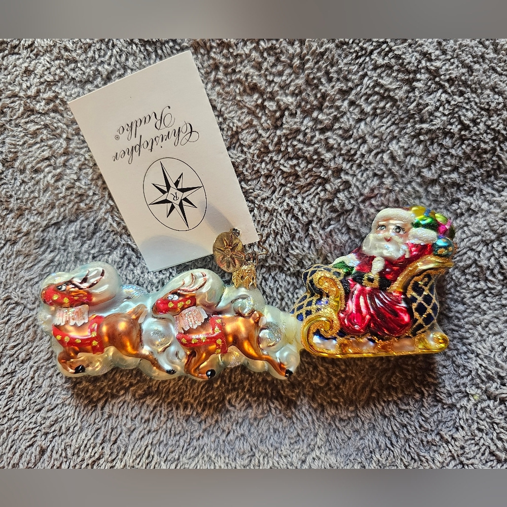 Christopher Radko Santa with sleigh and reindeer